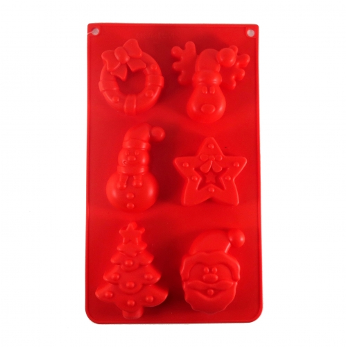 6 RÉSZES KARÁCSONYI SZILIKON FORMA - VEGYES KARÁCSONYI MINTÁKKAL