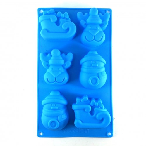 6 RÉSZES KARÁCSONYI SZILIKON FORMA - SZARVAS, SZÁNKÓ, HÓEMBER 