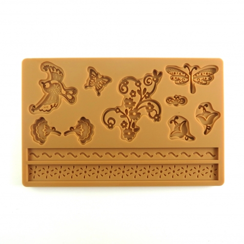 SZILIKON FONDANT FORMÁZÓ LAP - VIRÁG ÉS PILLANGÓ