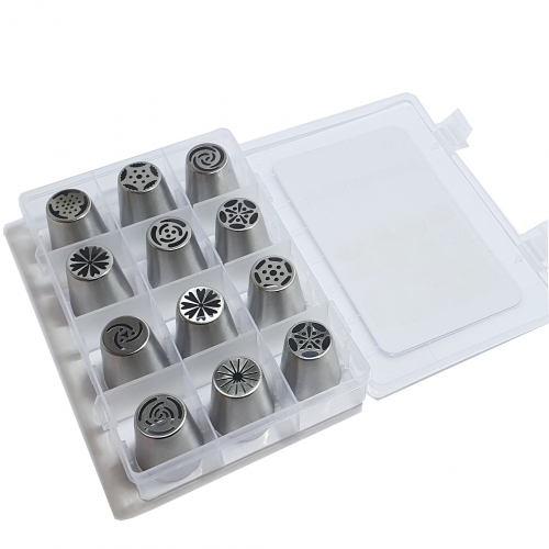 12 DARABOS FÉM OROSZ TÍP. DÍSZÍTŐCSŐ – DOBOZBAN