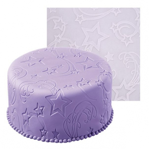SZILIKON FONDANT MINTÁZÓ LAP, NYÚJTÓLAP - CSILLAGOK 50x50 cm