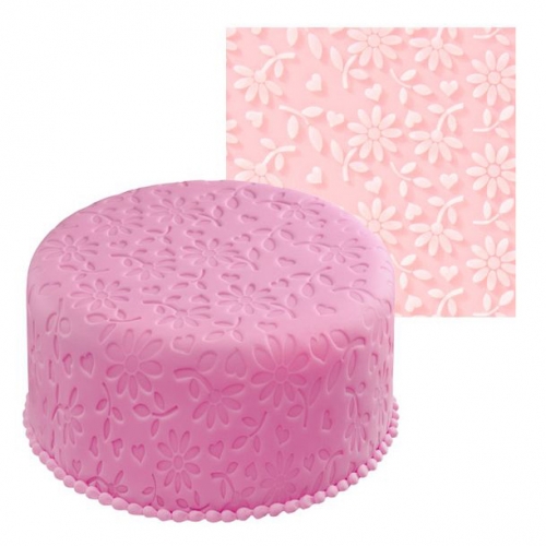 SZILIKON FONDANT MINTÁZÓ LAP, NYÚJTÓLAP - VIRÁG 50x50 cm