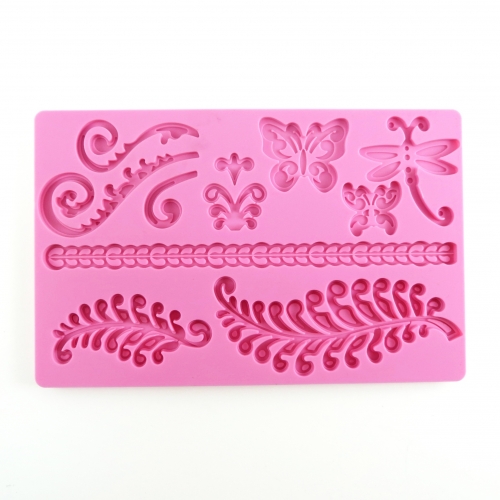 SZILIKON FONDANT FORMÁZÓ LAP - LEVELEK ÉS PILLANGÓ