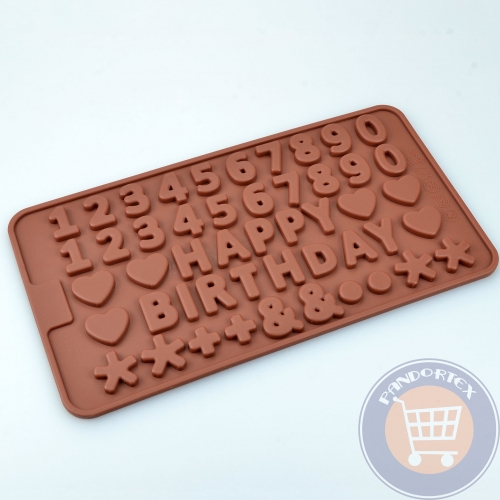 SZILIKON CSOKIÖNTŐ FORMA  - HAPPY BIRTHDAY ÉS SZÁMOK