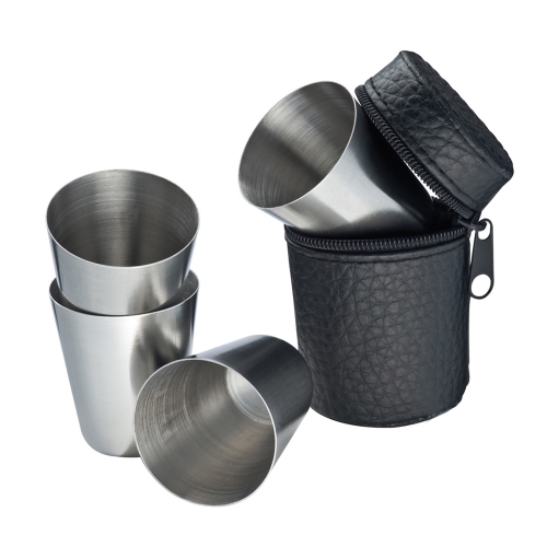 4 DARABOS FÉM POHÁR, KICSI  30 ml