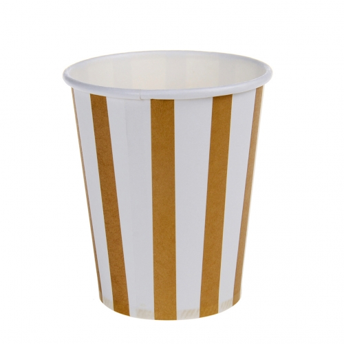 6 DARABOS PAPÍR POHÁR - ARANY FEHÉR CSÍKOS 