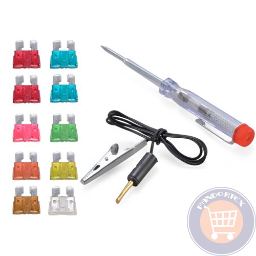 10 DARABOS  AUTÓS BIZTOSÍTÉK SZETT+FÁZISKERESŐ