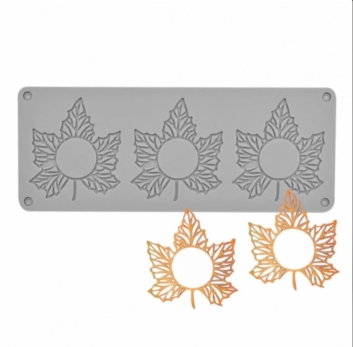 SZILIKON DEKOR, OSTYA, TUILE FORMA - 3 JUHARLEVÉL ÜREGES