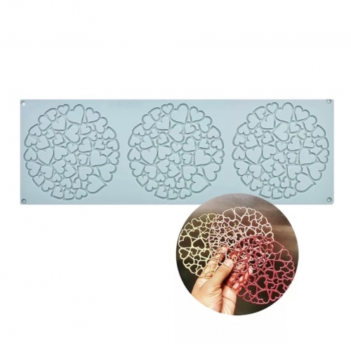 SZILIKON DEKOR, OSTYA, TUILE FORMA -  3 KÖR SZIVEK