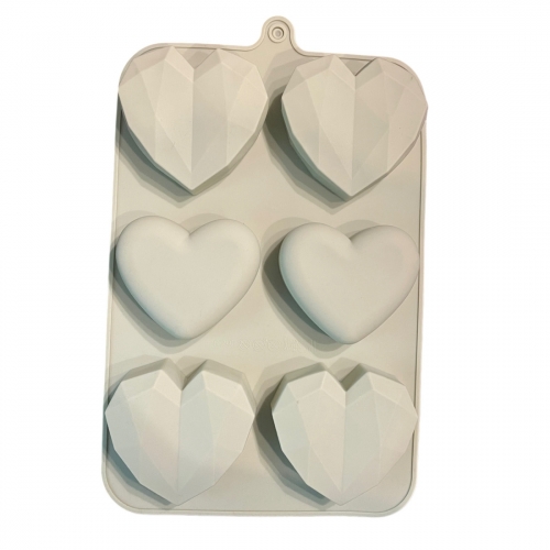 SZILIKON FORMA - 6  SZÍV GYÉMÁNT ÉS SIMA