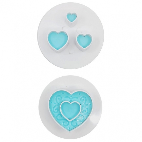 2 RÉSZES FONDANT KISZÚRÓ - SZÍVEK