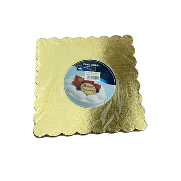 5 DB  NÉGYZET TORTADOB, TORTAALÁTÉT  - ARANY 28 CM