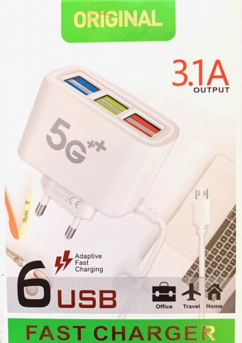 4 RÉSZES  HÁLÓZATI USB GYORSTÖLTŐ ADAPTER-  3,1 A  5G