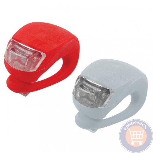 2 DARABOS SZILIKON BICIKLI LÁMPA - FEHÉR ÉS PIROS